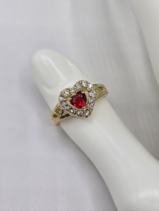 Swarovski Jewelry - Swarovski Crystal Elements Gold Heart Ring Ruby Red Size 8 Prom Wedding Casual